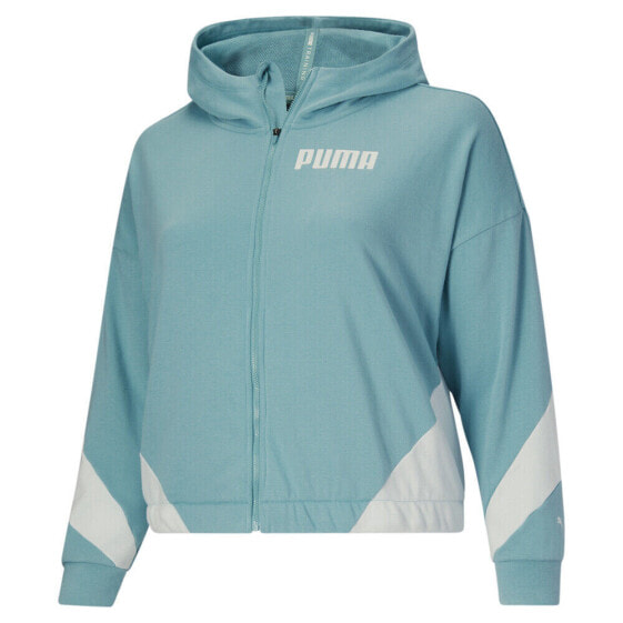 Puma Train Logo FullZip Hoodie Plus Womens Blue Coats Jackets Outerwear 670471-6