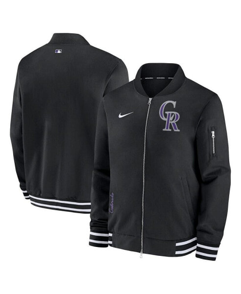 Men's Black Colorado Rockies Authentic Collection Full-Zip Bomber Jacket