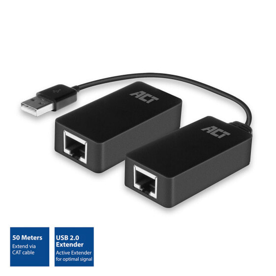 ACT AC6063 USB Extender set over UTP - up to 50 meters - USB A - RJ-45 - Black
