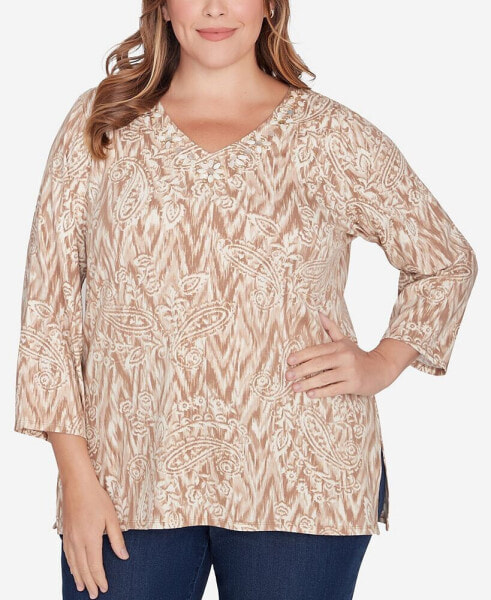 Plus Size Chevron Ikat Paisley Top