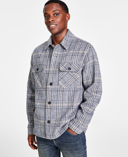 Men's Plaid Button-Down Shirt Jacket, Created for Macy's