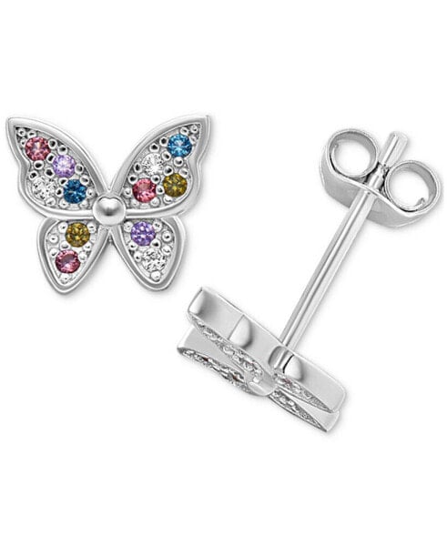 Cubic Zirconia Multicolor Butterfly Stud Earrings in Sterling Silver, Created for Macy's