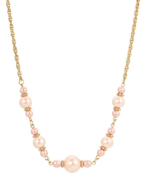 Pink Imitation Pearl Beaded Necklace