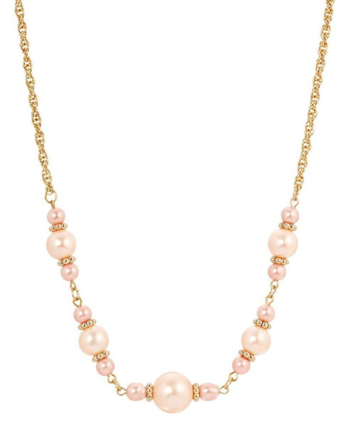 2028 pink Imitation Pearl Beaded Necklace