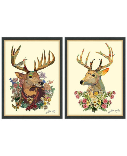 Mr. and Mrs. Deer Dimensional Collage Framed Graphic Art Under Glass Wall Art, 33" x 25" x 1.4"