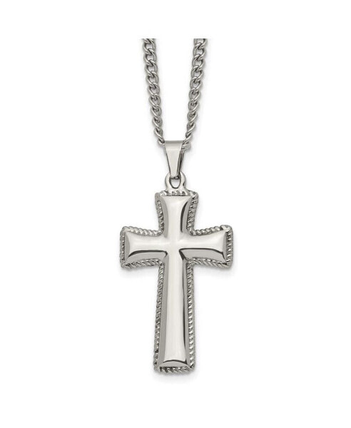 Polished Pillow Cross Pendant on a Curb Chain Necklace