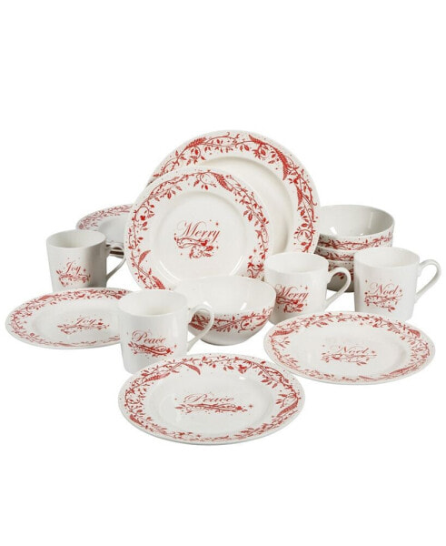 Holiday Vines 16 Piece Dinnerware Set, Service for 4