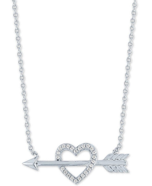 Heart and Arrow Diamond Pendant Necklace (1/10 ct. t.w.) in Sterling Silver, 16" + 2" extender