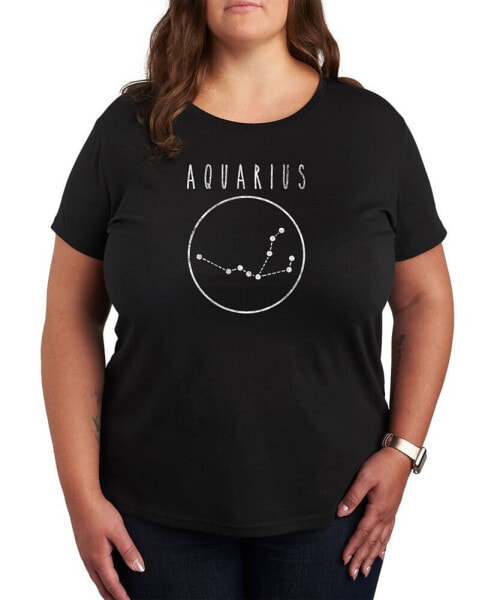 Air Waves Trendy Plus Size Astrology Aquarius Graphic T-shirt