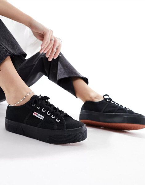 Superga 2790 flatform trainers in black canvas