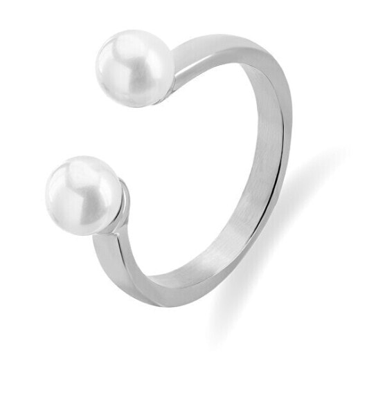 Open steel ring with pearls VAAXA357S
