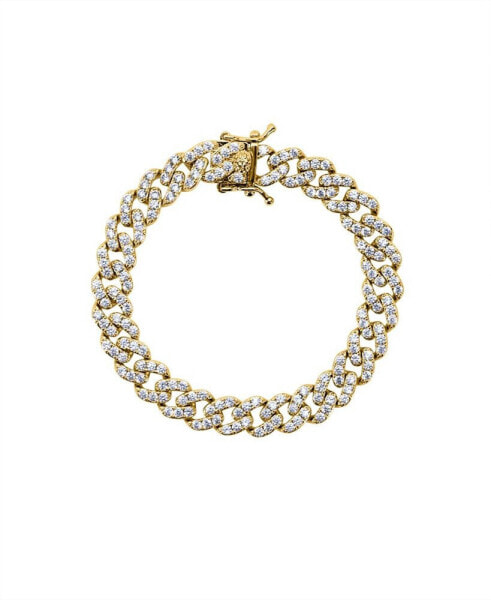 Frosty Link Collection 9mm Bracelet in 18k Gold- Plated Brass, 7"