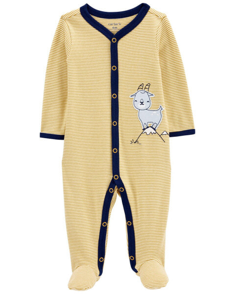 Baby Goat Snap-Up Cotton Sleep & Play Pajamas NB