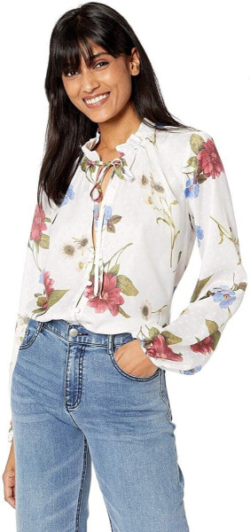Блуза туника с длинным рукавом Show Me Your Mumu 169174 с цветочным принтом белого цвета размером S