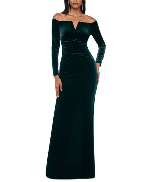 Velvet Off-The-Shoulder Gown