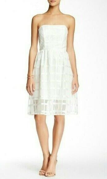 Everleigh Womens Strapless Sleeveless Fit & Flare Dress White Size Small