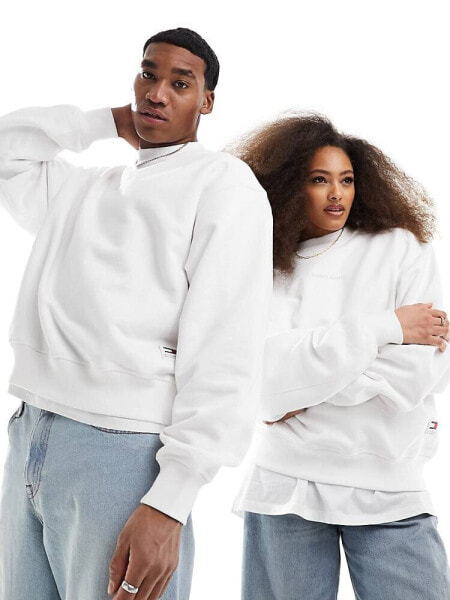 Tommy Jeans boxy new classics crew neck sweatshirt in white