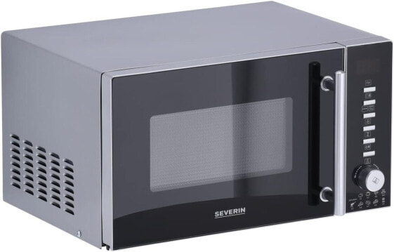 SEVERIN MW 7773 3-in-1 Microwave with Grill and Hot Air Function, Mini Oven with 10 Power Levels, Multifunctional Microwave with Turntable and Cooking Grate, Black