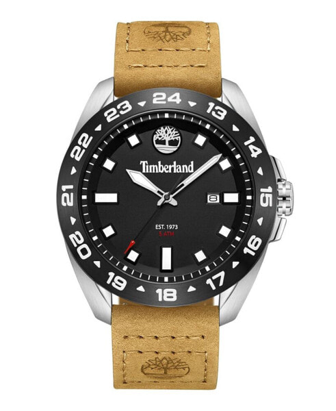 Men's Quartz Carrigan Wheat Genuine Leather Strap Watch, 44mm