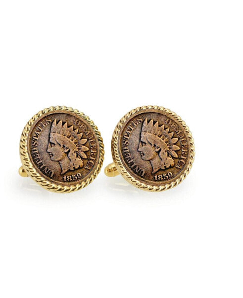 1859 First-Year-Of-Issue Indian Head Penny Rope Bezel Coin Cuff Links