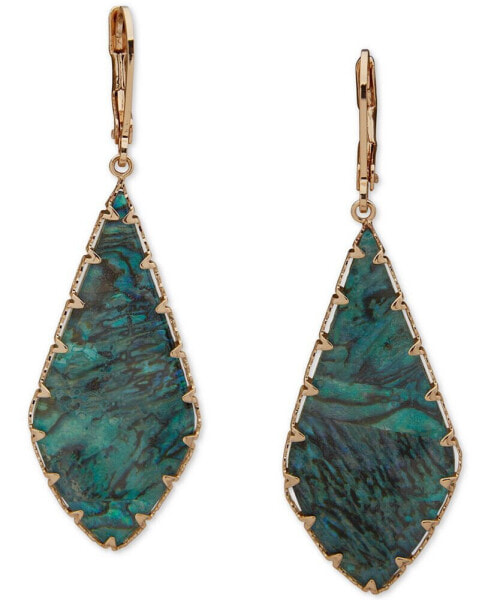 Gold-Tone Flat Color Stone Drop Earrings