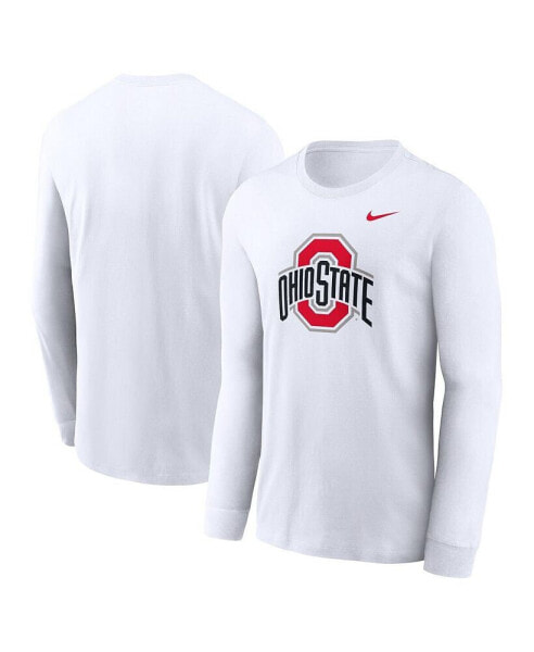 Men's White Ohio State Buckeyes Primary Logo Long Sleeve T-Shirt