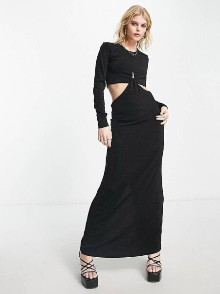 Only maxi cut out dress in black