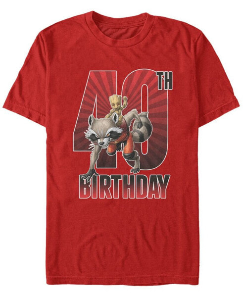 Men's Marvel Guardians of The Galaxy Rocket and Baby Groot 40th Birthday Short Sleeve T-Shirt