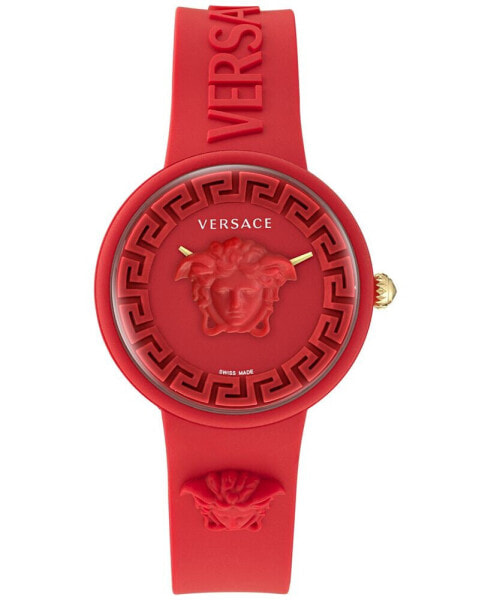 Women's Swiss Medusa Pop Red Silicone Strap Watch 39mm Set