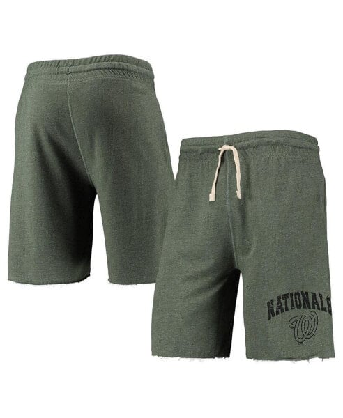 Men's Heathered Green Washington Nationals Mainstream Logo Terry Tri-Blend Shorts