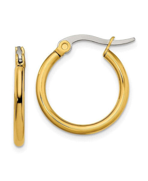 Stainless Steel Polished Yellow plated Hoop Earrings