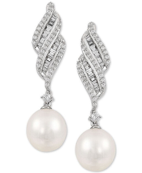 Cultured Freshwater Pearl (7mm) & Cubic Zirconia Drop Earrings in Sterling Silver, Created for Macy's