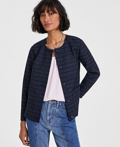 Women's Tweed Collarless Jacket, Created for Macy's