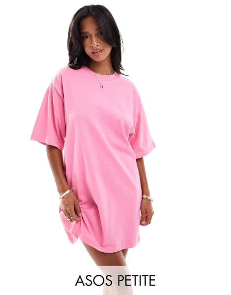 ASOS DESIGN Petite oversized mini t-shirt dress in pink