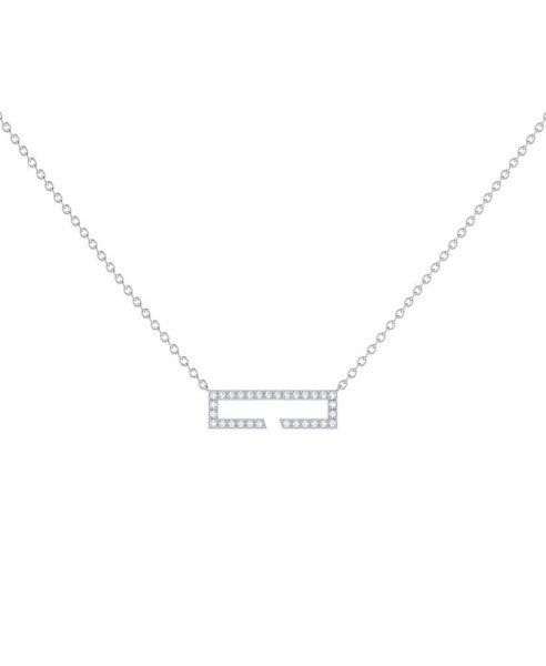 LuvMyJewelry swing Rectangle Design Sterling Silver Diamond Women Necklace