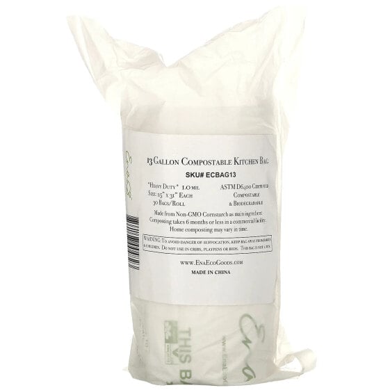 13 Gallon Compostable Kitchen Trash Bags, 30 Bags