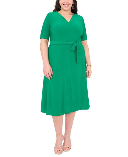 Plus Size Tie Waist Midi Dress