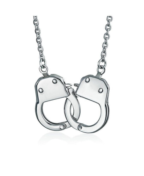 Biker Jewelry Large Handcuff Statement Necklace Stainless Steel Pendant For Women 22 Inch