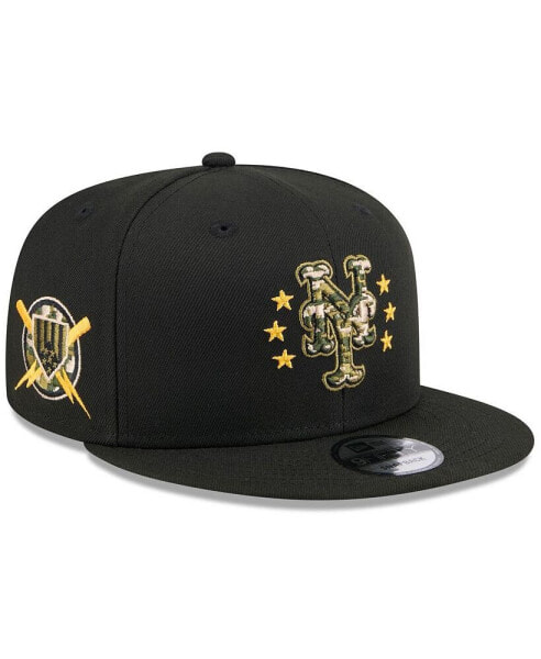 Men's Black New York Mets 2024 Armed Forces Day 9FIFTY Snapback Hat