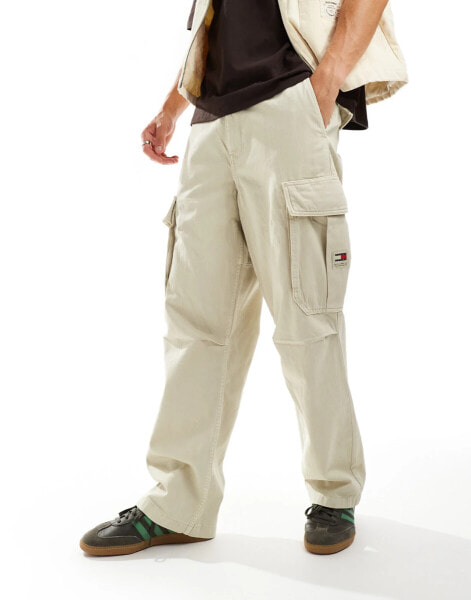 Tommy Jeans Aiden baggy cargo pants in stone