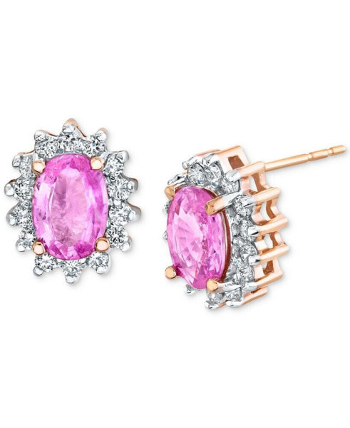 Серьги Macy's Pink Sapphire & Diamond Stud