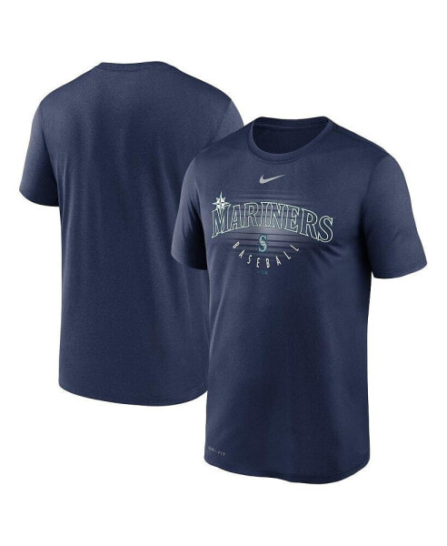 Men's Navy Seattle Mariners Wordmark Outline Legend T-Shirt