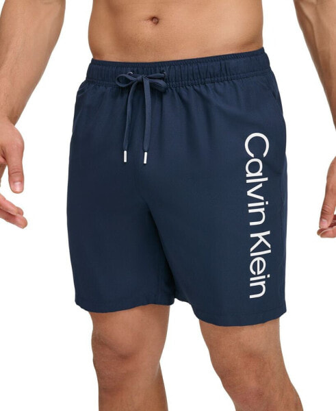 Men's Core Logo-Print 7" Volley Swim Trunks, Created For Macy's