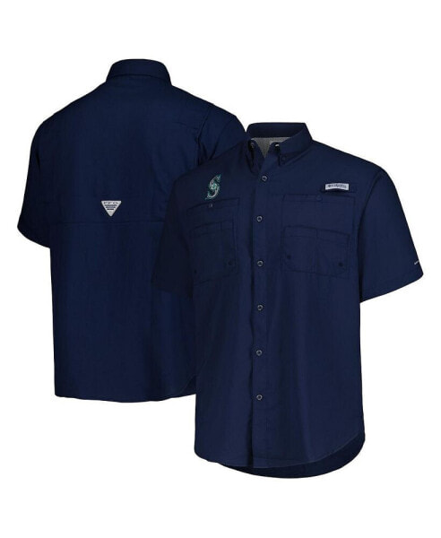 Men's Navy Seattle Mariners Tamiami Omni-Shade Button-Down Shirt