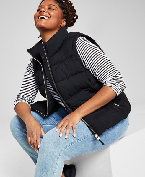 Women's Plus Size Stand-Collar Puffer Vest, Created for Macy's