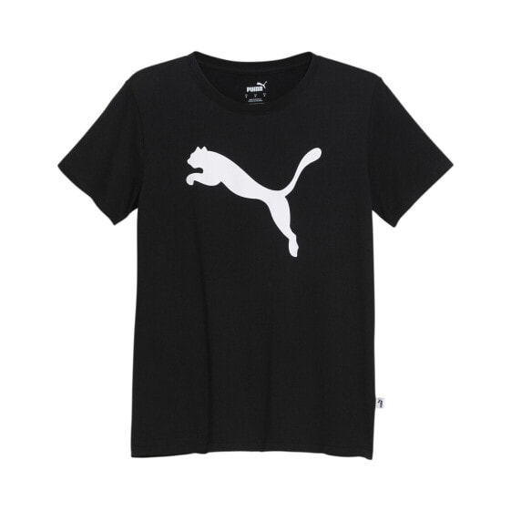 Puma Essential Cat Logo Crew Neck Short Sleeve T-Shirt Womens Black Casual Tops