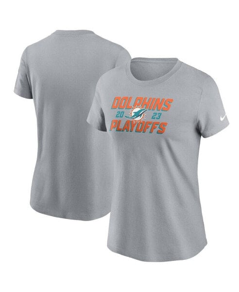 Women's Gray Miami Dolphins 2023 NFL Playoffs Iconic T-Shirt