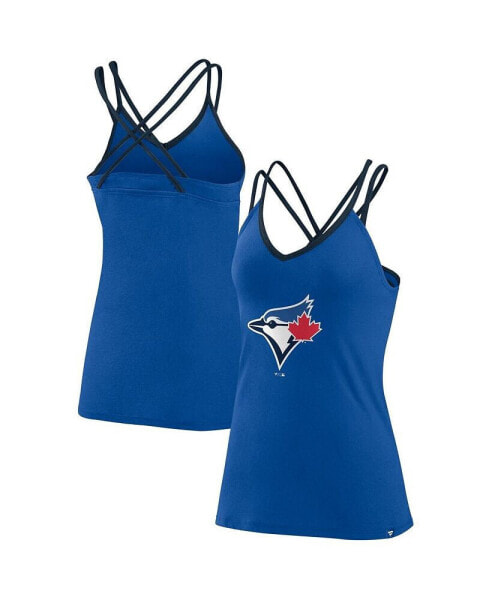 Women's Royal Toronto Blue Jays Barrel It Up Cross Back V-Neck Tank Top