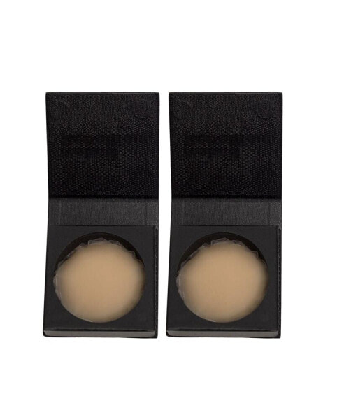 Women's Reusable Round Nipple Stickies No Show Adhesive Covers: 2 Pack Set