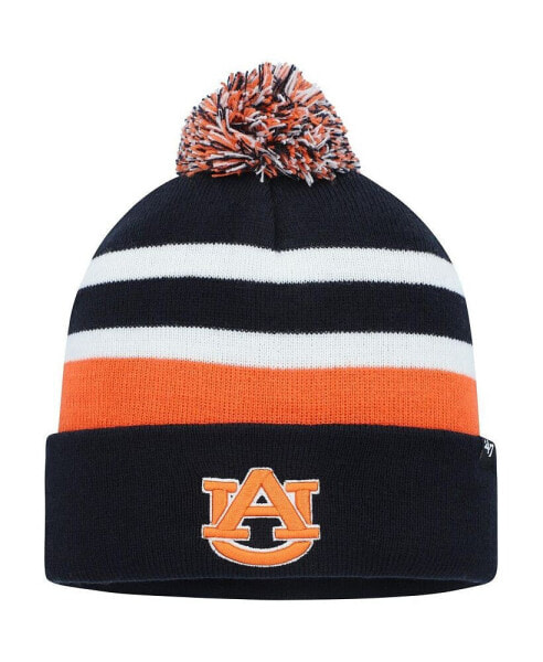 Men's Navy Auburn Tigers State Line Cuffed Knit Hat with Pom